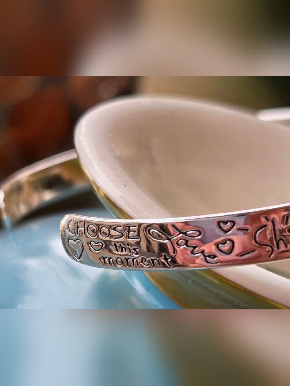 LA Rocks 925 Sterling Silver Inspirational Quote Cuff Bracelet - Picture 5 of 9